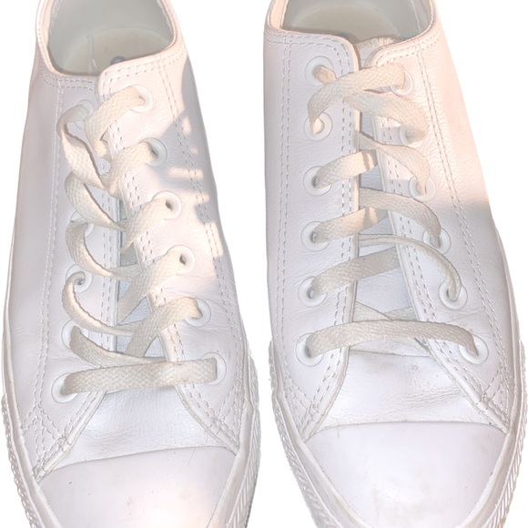 Converse white leather- Ladies 8.5 - Picture 1 of 2